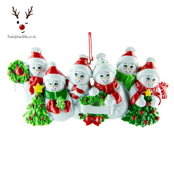 Six Snow People Family Christmas Tree Ornament – Personalised Christmas Tree Ornament