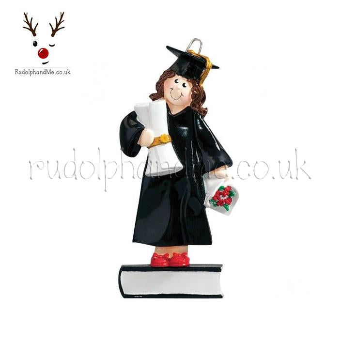Graduate Girl Brown – Personalised Christmas Tree Ornament