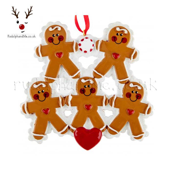 Gingerbread Family- 5 – Personalised Christmas Tree Ornament