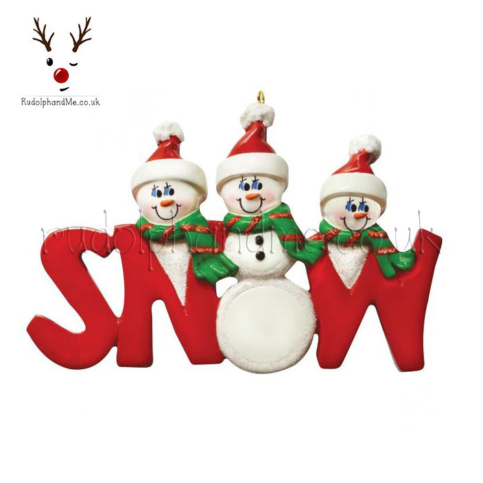 "Snow" Family - 3 – Personalised Christmas Tree Ornament