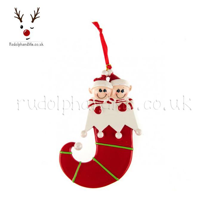 Elf Couple – Personalised Christmas Tree Ornament