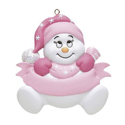 Snowbaby Pink -NO Words – Personalised Christmas Tree Ornament