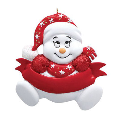 Snowbaby Red -NO Words – Personalised Christmas Tree Ornament