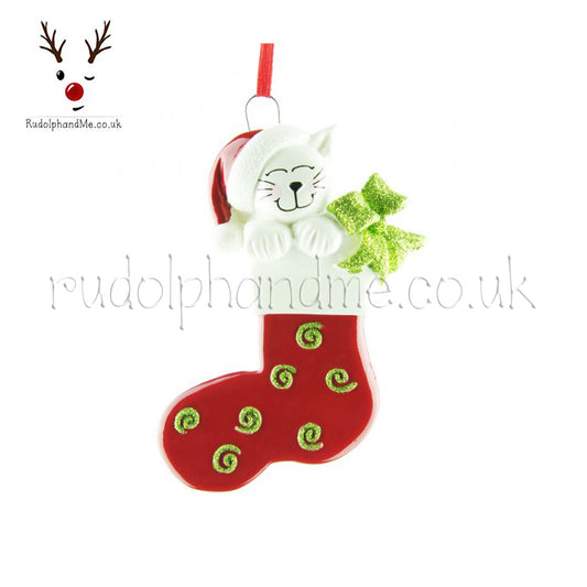 Cat Stocking – Personalised Christmas Tree Ornament