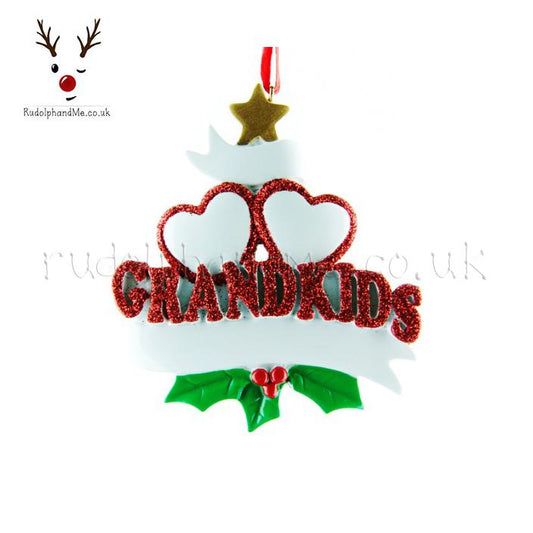 Grandkid Hearts -2 – Personalised Christmas Tree Ornament