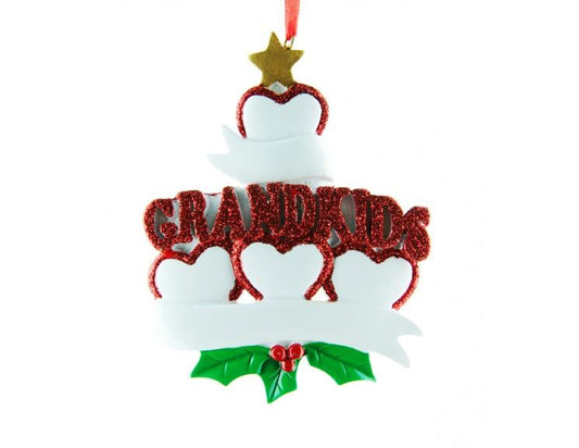 Grandkid Hearts -4 – Personalised Christmas Tree Ornament