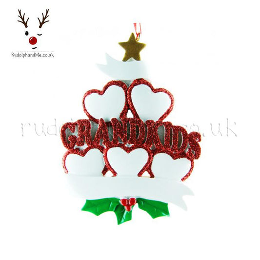 Grandkid Hearts -5 – Personalised Christmas Tree Ornament