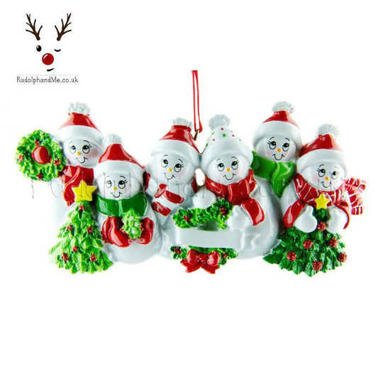 Six Snow People Family Christmas Tree Ornament – Personalised Christmas Tree Ornament