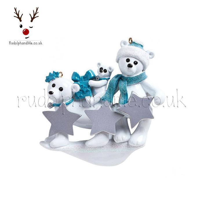 Polar Bear Family-3 – Personalised Christmas Tree Ornament