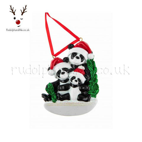 A Personalised Gift from Rudolphandme.co.uk for Family Of Three Pandas With Santa Hats