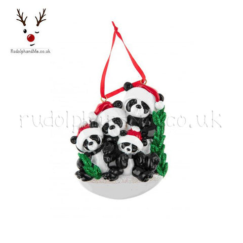 Family Of Four Pandas With Santas Hats- A Personalised Christmas Gift from Rudolphandme.co.uk