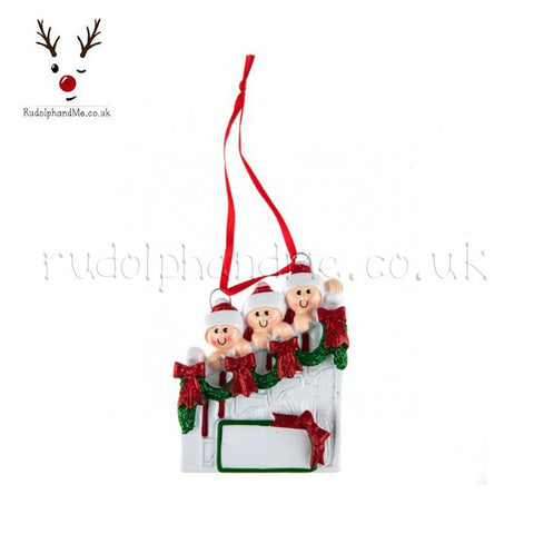 A Personalised Gift from Rudolphandme.co.uk for Family Of Three On Staircase