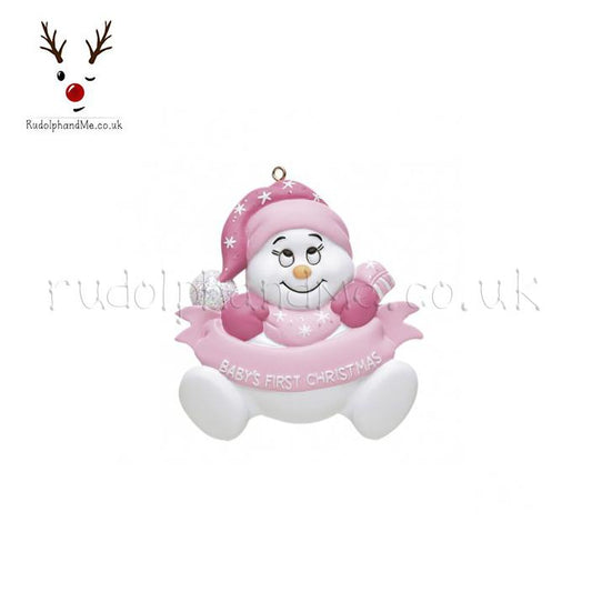 Snowbaby-Pink-Words – Personalised Christmas Tree Ornament