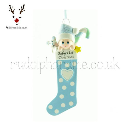 Baby Long Stocking-Blue – Personalised Christmas Tree Ornament