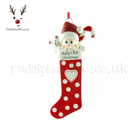 Red Stocking Baby'S First Christmas- A Personalised Christmas Gift from Rudolphandme.co.uk