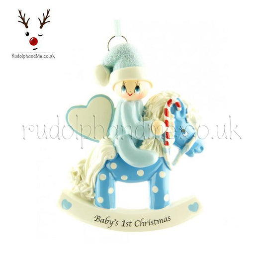Rocking Pony-Blue – Personalised Christmas Tree Ornament