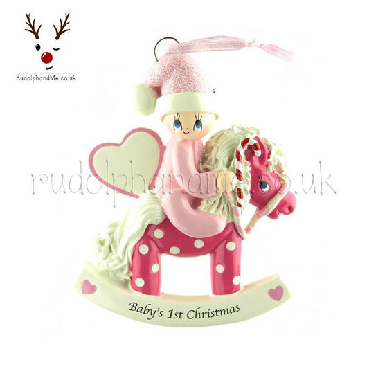 Rocking Pony-Pink – Personalised Christmas Tree Ornament