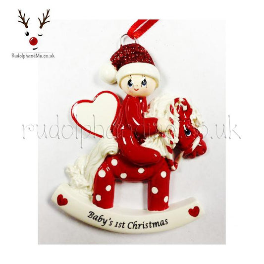 Rocking Pony Red – Personalised Christmas Tree Ornament