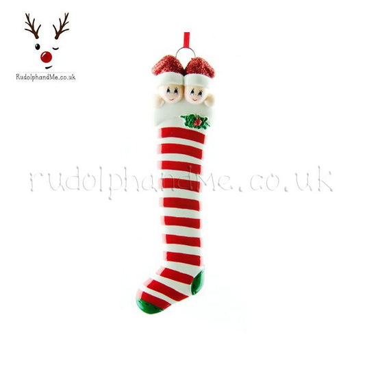 Candy Cane Stocking Couple – Personalised Christmas Tree Ornament