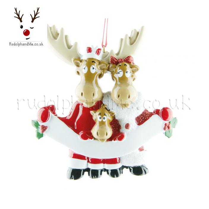 Moose Family-3 – Personalised Christmas Tree Ornament
