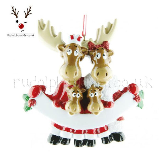 Moose Family-4 – Personalised Christmas Tree Ornament