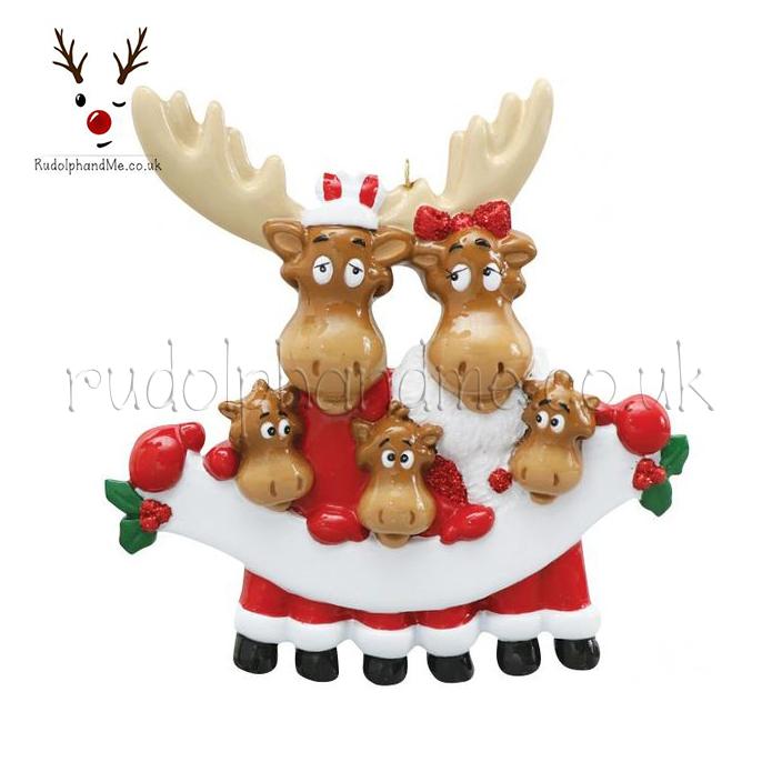 Moose Family-5 – Personalised Christmas Tree Ornament