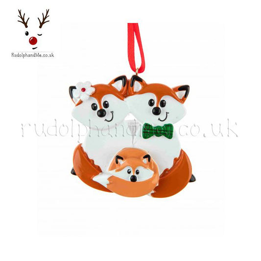 Fox Family/ 3 – Personalised Christmas Tree Ornament