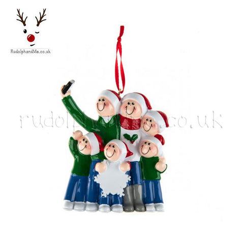 Parents And Four Children Selfie- A Personalised Christmas Gift from Rudolphandme.co.uk