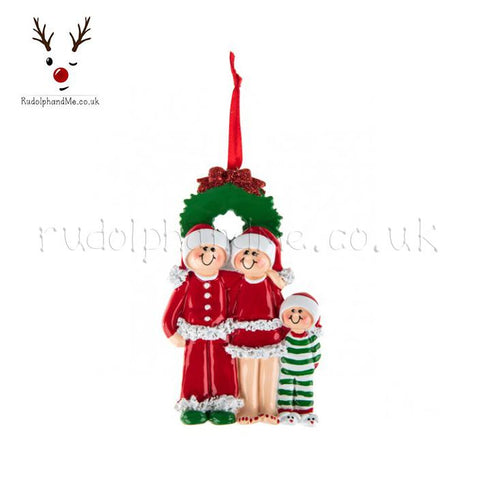 A Personalised Gift from Rudolphandme.co.uk for Parents And One Child Wreath