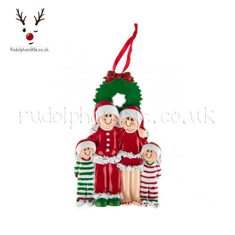 Parents And Two Children Wreath- A Personalised Christmas Gift from Rudolphandme.co.uk