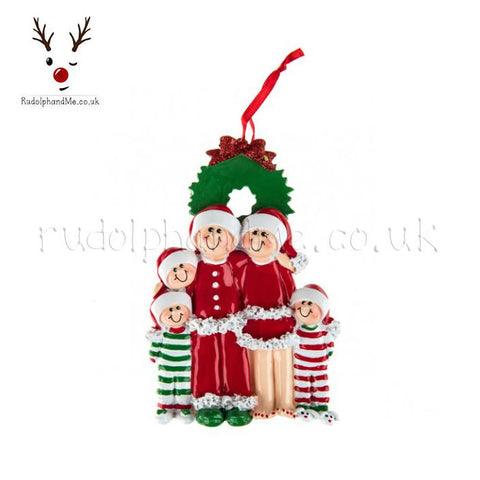 Parents And Three Children Wreath- A Personalised Christmas Gift from Rudolphandme.co.uk