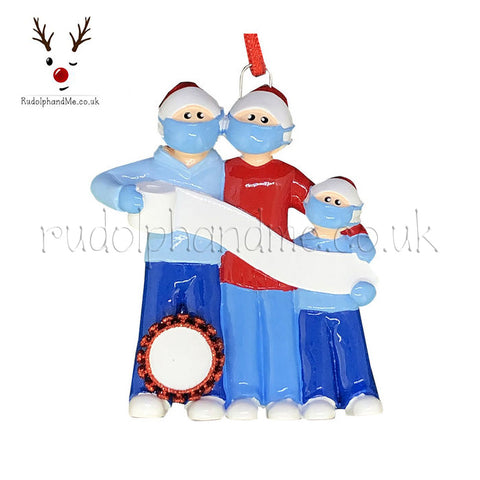A Personalised Gift from Rudolphandme.co.uk for Covid Family of 3