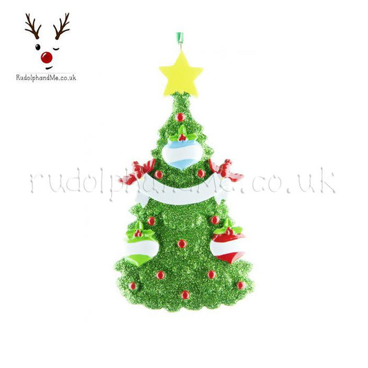 Green Christmas Tree With 3 Baubles – Personalised Christmas Tree Ornament