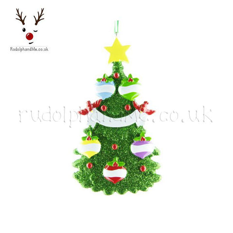 Green Christmas Tree With 5 Baubles- A Personalised Christmas Gift from Rudolphandme.co.uk