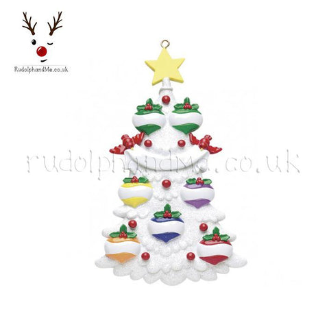 A Personalised Gift from Rudolphandme.co.uk for White Christmas Tree With 7 Baubles
