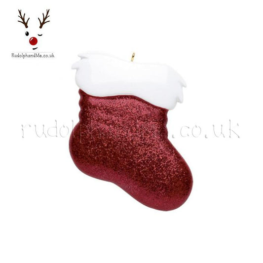 Glitter Red Christmas Stocking Ornament – Personalised Christmas Tree Ornament
