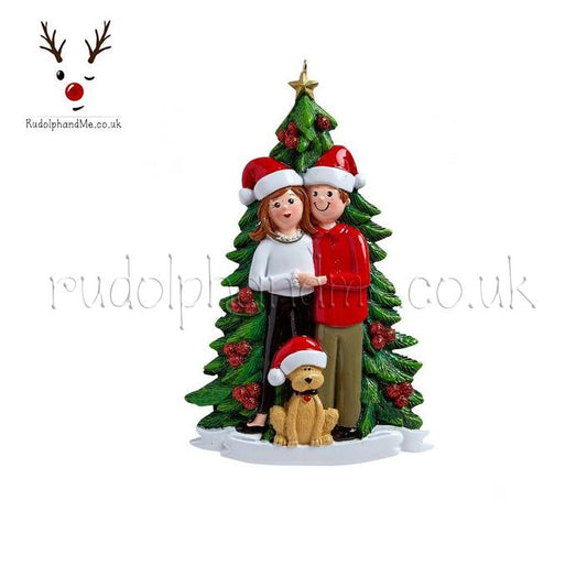 Christmas Dog W/ Couple – Personalised Christmas Tree Ornament