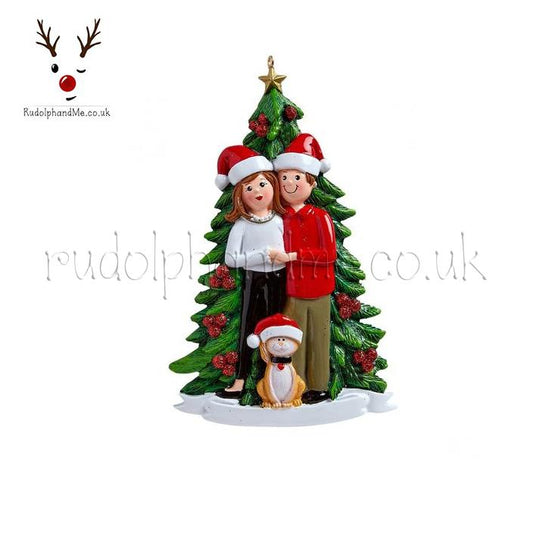 Christmas Couple W/ Cat – Personalised Christmas Tree Ornament