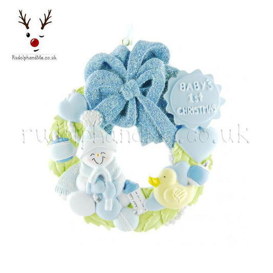 Light Blue Babys First Christmas – Personalised Christmas Tree Ornament