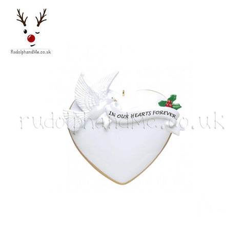 A Personalised Gift from Rudolphandme.co.uk for Dove, Heart Memorial Decoration