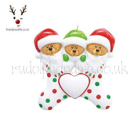 Bear Stocking Family Of Three- A Personalised Christmas Gift from Rudolphandme.co.uk
