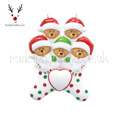 Bear Stocking Family Of Five- A Personalised Christmas Gift from Rudolphandme.co.uk