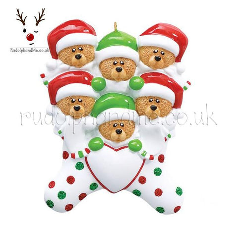 Bear Stocking Family Of Six- A Personalised Christmas Gift from Rudolphandme.co.uk