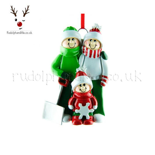 Snow Shovel Family-3 – Personalised Christmas Tree Ornament
