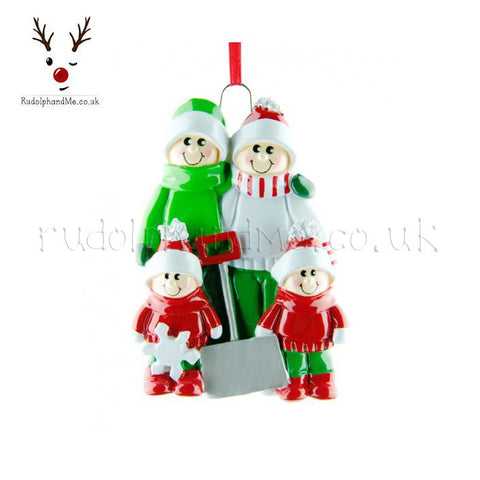 Snow Clearing Family Of Four- A Personalised Christmas Gift from Rudolphandme.co.uk