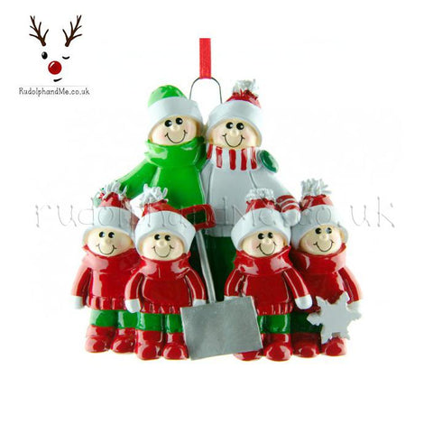 Snow Clearing Family Of Six- A Personalised Christmas Gift from Rudolphandme.co.uk
