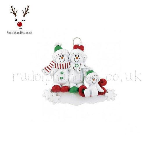Snowman Sled- 3 – Personalised Christmas Tree Ornament