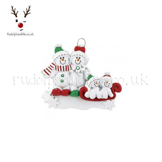Snowman Sled- 4 – Personalised Christmas Tree Ornament