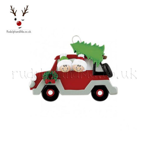 A Personalised Gift from Rudolphandme.co.uk for Couple In Car Collects Christmas Tree