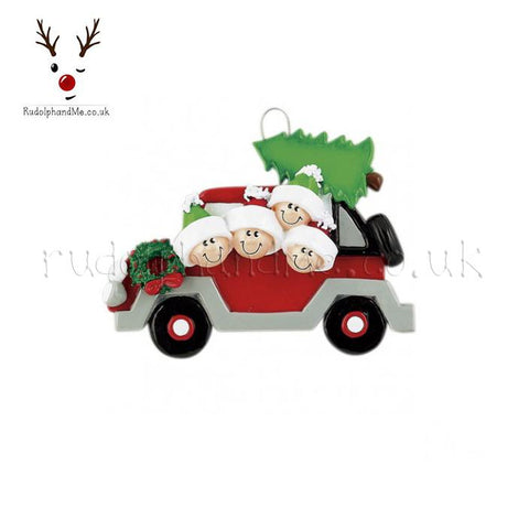 A Personalised Gift from Rudolphandme.co.uk for Family Of Four In Car Collects Christmas Tree